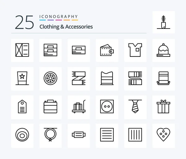 Clothing Accessories Line Icon Pack Including Top Hat Hat Shirt — 图库矢量图片