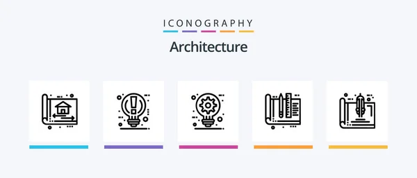 Architecture Line Icon Pack Including Idea Wall Building Construction Drawing — Archivo Imágenes Vectoriales