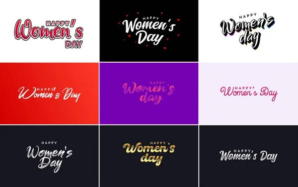 Set International Women Day Cards Logo Gradient Color Scheme — 图库矢量图片