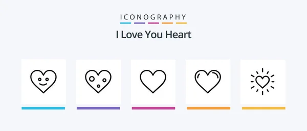 Heart Line Icon Pack Including Love Favorites Favorite Valentine Heart — Stock Vector