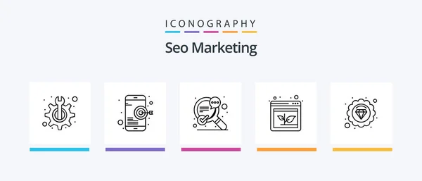 Seo Marketing Line Icon Pack Including Date Appointment Computer Speaker — Stockový vektor