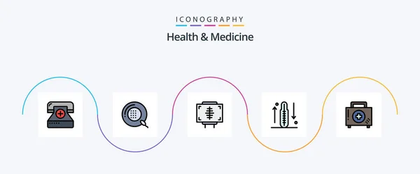 Health Medicine Line Filled Flat Icon Pack Including Disease Aid — Stock vektor