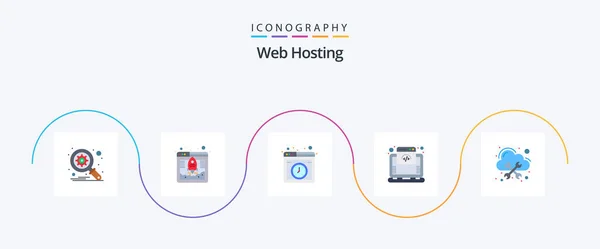 Web Hosting Flat Icon Pack Including Hosting Cloud Hosting — Stok Vektör