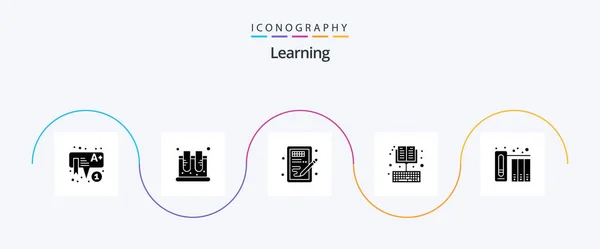 Learning Glyph Icon Pack Including Education Book Test Online Idea — Stockvector