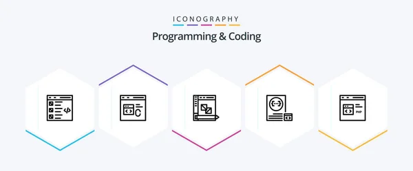 Programming Coding Line Icon Pack Including Develop App Develop Planning — Stok Vektör