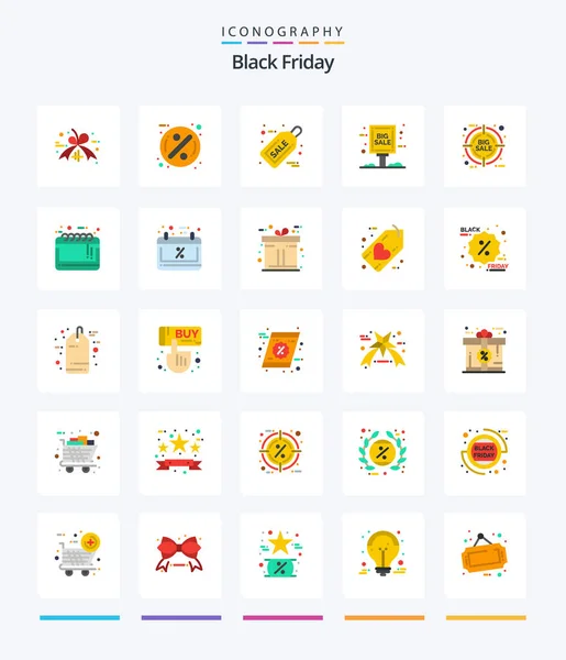 Creative Black Friday Flat Icon Pack Friday Target Christmas Sale — Image vectorielle