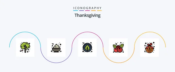 Thanksgiving Line Filled Flat Icon Pack Including Thanksgiving Thank Maple — Stok Vektör