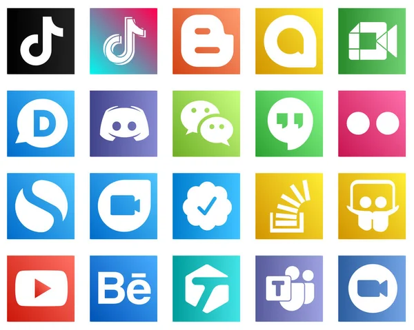 Versatile Social Media Icons Messenger Google Meet Text Discord Icons — Stok Vektör