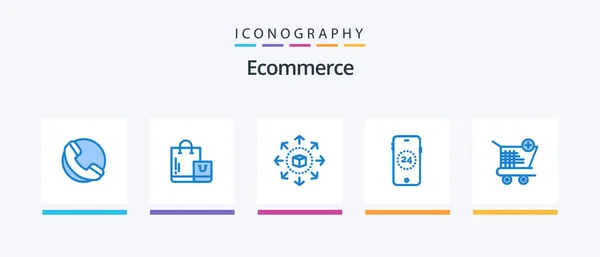 Ecommerce Blue Icon Pack Including Shopping Ecommerce Eshop Cart Online — Stock vektor