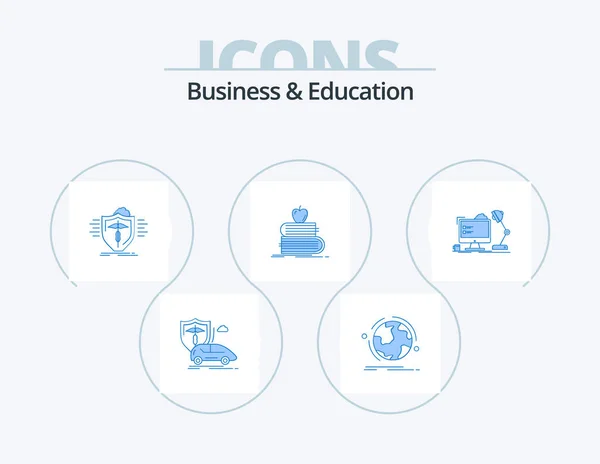 Business Education Blue Icon Pack Icon Design Student Back School — стоковый вектор