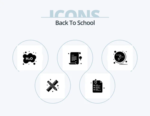 Back School Glyph Icon Pack Icon Design School Diploma Cloud — Stockvector