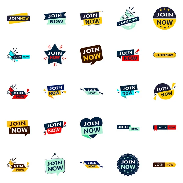 Join Now Unique Typographic Designs Drive Engagement Membership — Stockvector