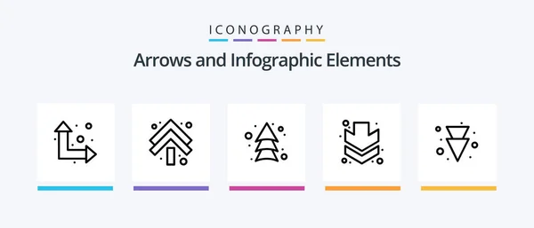 Arrow Line Icon Pack Including Left Right Creative Icons Design — Stok Vektör