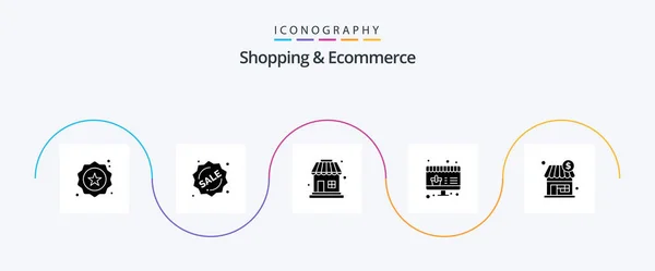 Shopping Ecommerce Glyph Icon Pack Including Dollar Shopping Shop Shop — Stockový vektor