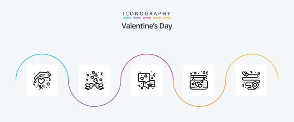 Valentines Day Line Icon Pack Including Location Communication Heart Hanging — Stock vektor