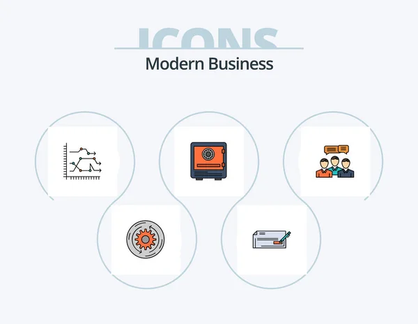 Modern Business Line Filled Icon Pack Icon Design Navigation Graph — Stok Vektör