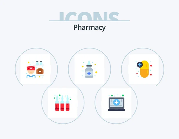 Pharmacy Flat Icon Pack Icon Design Drugs Medicine Medication Medication — Stockvektor