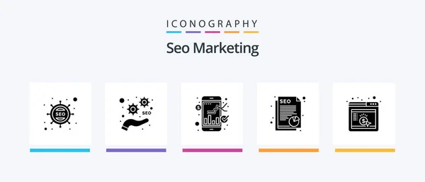 Seo Marketing Glyph Icon Pack Including Marketing Data Exchange Seo — Stockový vektor