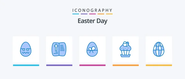 Easter Blue Icon Pack Including Egg Food Egg Cup Egg — Stockvektor