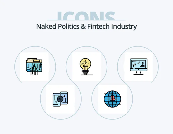 Naked Politics Fintech Industry Line Filled Icon Pack Icon Design — Stok Vektör