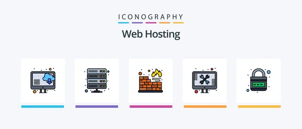 Web Hosting Line Filled Icon Pack Including Meter Web Control — Vector de stock