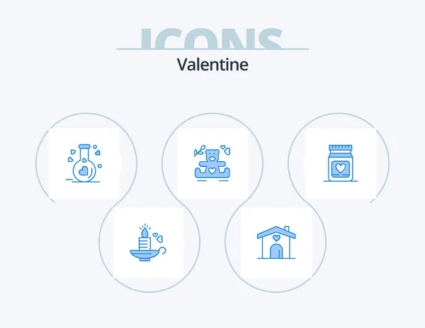 Valentine Blue Icon Pack Icon Design Love Wedding Flask Loving — Stok Vektör