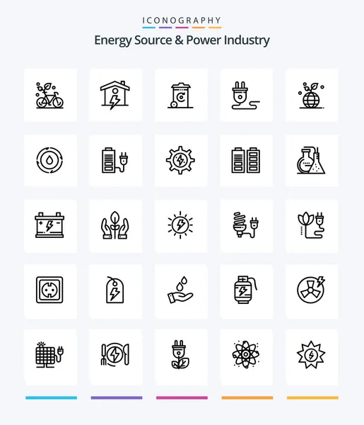 Creative Energy Source Power Industry Outline Icon Pack Plug Power — Vetor de Stock