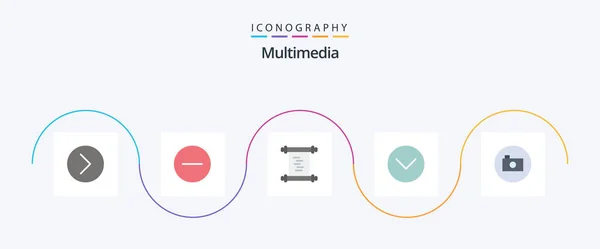 Multimedia Flat Icon Pack Including Media Camera History Multimedia Media — 图库矢量图片
