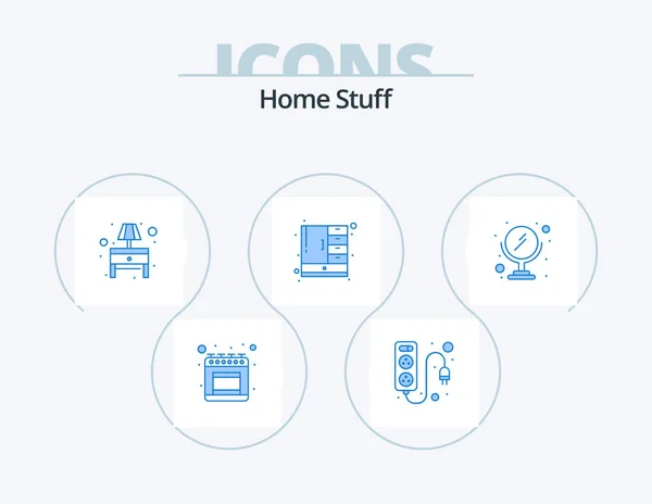 Home Stuff Blue Icon Pack Icon Design Makeup Bulb Cupboard — Archivo Imágenes Vectoriales