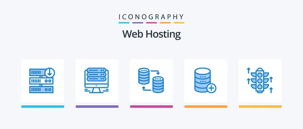 Web Hosting Blue Icon Pack Including Add Sal Database Server — Stock Vector