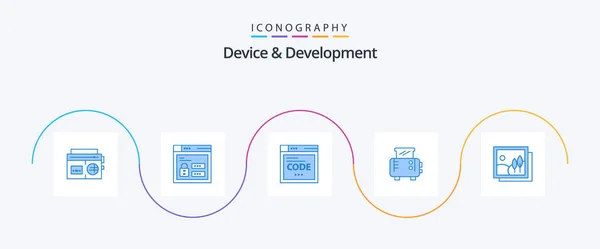 Device Development Blue Icon Pack Including Image Frame Browser Toaster — Image vectorielle