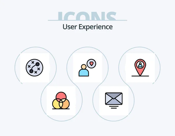 User Experience Line Filled Icon Pack Icon Design Play Design — Stockvektor