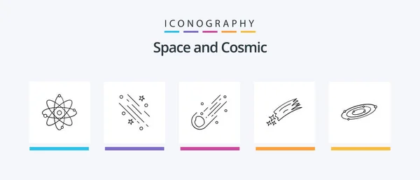Space Line Icon Pack Including Mars Ufo Astronomy Space Space — Stockový vektor
