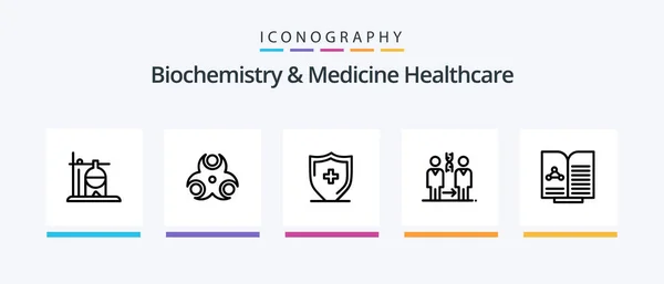 Biochemistry Medicine Healthcare Line Icon Pack Including Tube Medical Dna — Vector de stock