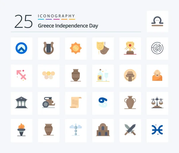 Greece Independence Day Flat Color Icon Pack Including Ireland Award — Stock Vector