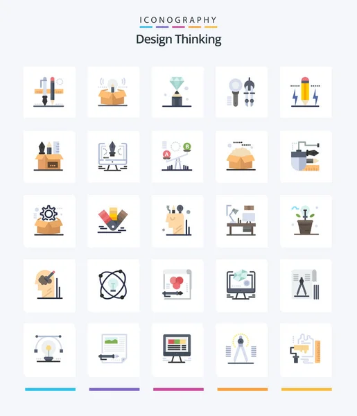 Creative Design Thinking Flat Icon Pack Design Idea Value Jewel — Vetor de Stock