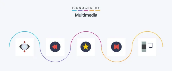 Multimedia Flat Icon Pack Including Arrow Data — 图库矢量图片