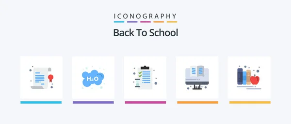 Back School Flat Icon Pack Including Books Back School Study — Image vectorielle