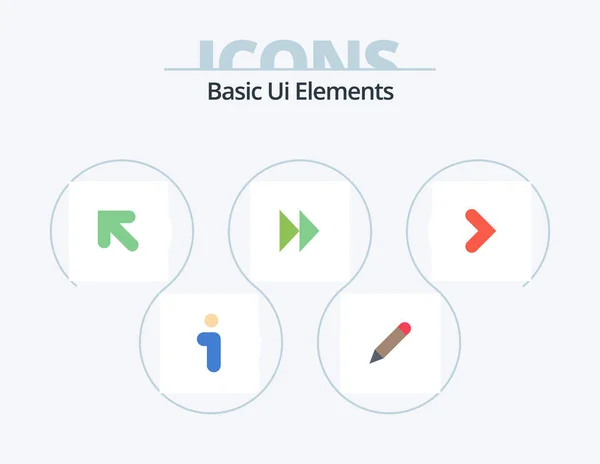 Basic Elements Flat Icon Pack Icon Design Forward Arrow Arrow — Vector de stock