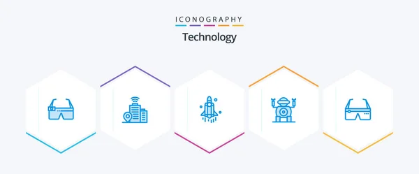 Technology Blue Icon Pack Including Glasses Computing Rocket Computer Technology — Image vectorielle