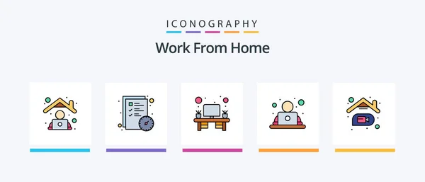 Work Home Line Filled Icon Pack Including Keyboard Connection Conference — Vetor de Stock