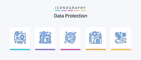 Data Protection Blue Icon Pack Including Security Dollar Security Surveillance — Image vectorielle