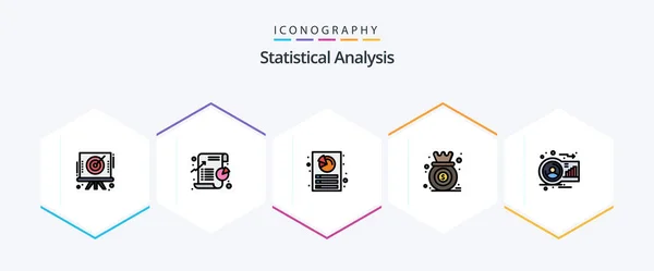 Statistical Analysis Filledline Icon Pack Including Growth Diagram Statistic Chart — Vettoriale Stock
