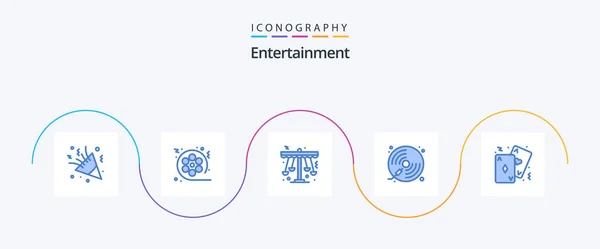Entertainment Blue Icon Pack Including Music Disc Video Entertainment Play — Archivo Imágenes Vectoriales