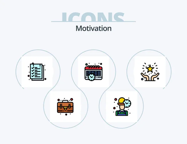 Motivation Line Filled Icon Pack Icon Design Goal Star Arrow — Stockvektor