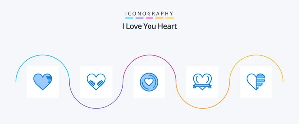 Heart Blue Icon Pack Including Lines Love Heart Heart Love — Stockvektor