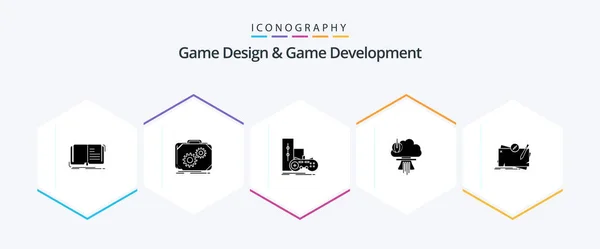 Game Design Game Development Glyph Icon Pack Including Nuclear Bomb — 图库矢量图片