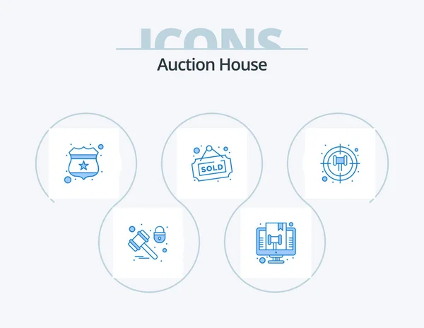 Auction Blue Icon Pack Icon Design Store Shop Law Board — Wektor stockowy