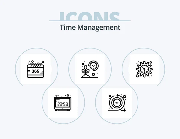 Time Management Line Icon Pack Icon Design Call Notification Time — Vector de stock