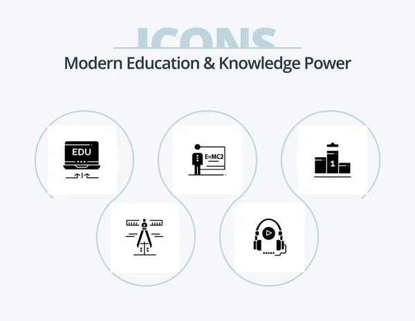 Modern Education Knowledge Power Glyph Icon Pack Icon Design First — Stock vektor